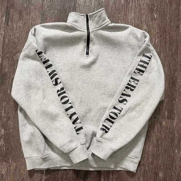 Taylor Swift Tops - Taylor Swift The Eras Tour Quarter Zip Sweatshirt Grey Oversized Women's XS